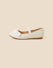 Flower Ballerina Flats, Ivory (IVORY), large