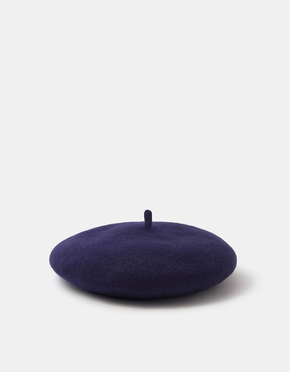 Plain Wool Beret, Blue (NAVY), large