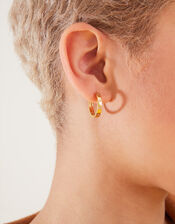 14ct Gold-Plated Crystal Star Chunky Hoops, , large