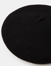 Plain Wool Beret, Black (BLACK), large