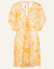 Leaf Print Kaftan, Yellow (YELLOW), large