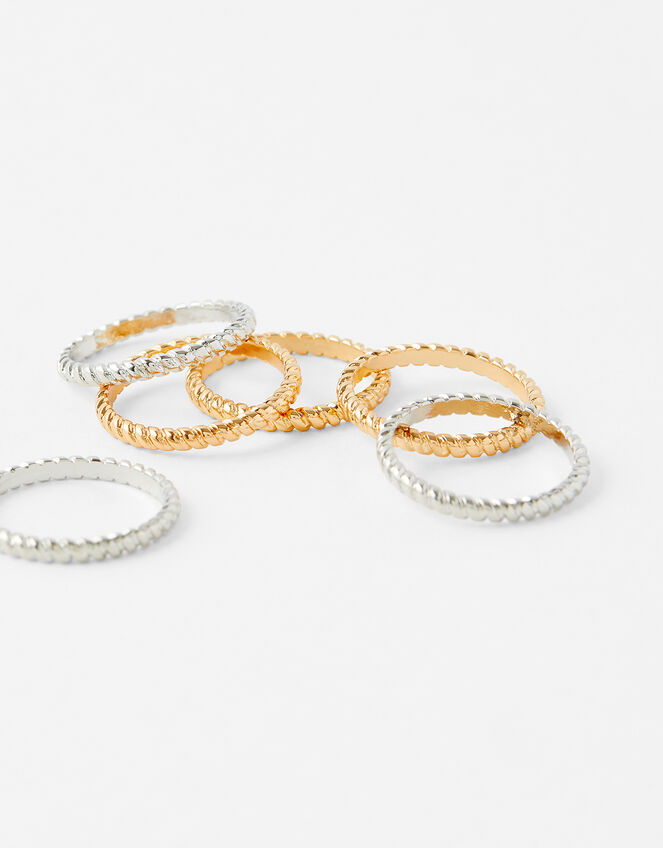 Textured Stacking Ring Set, Metalic (METALLICS), large