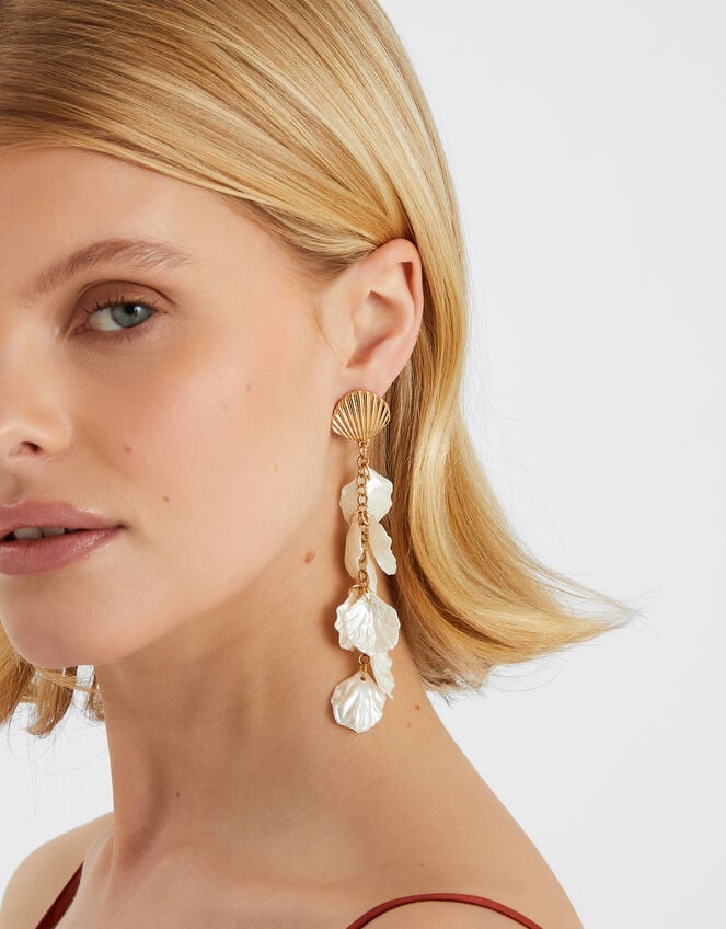 Shell Pearl Drop Earrings, , large