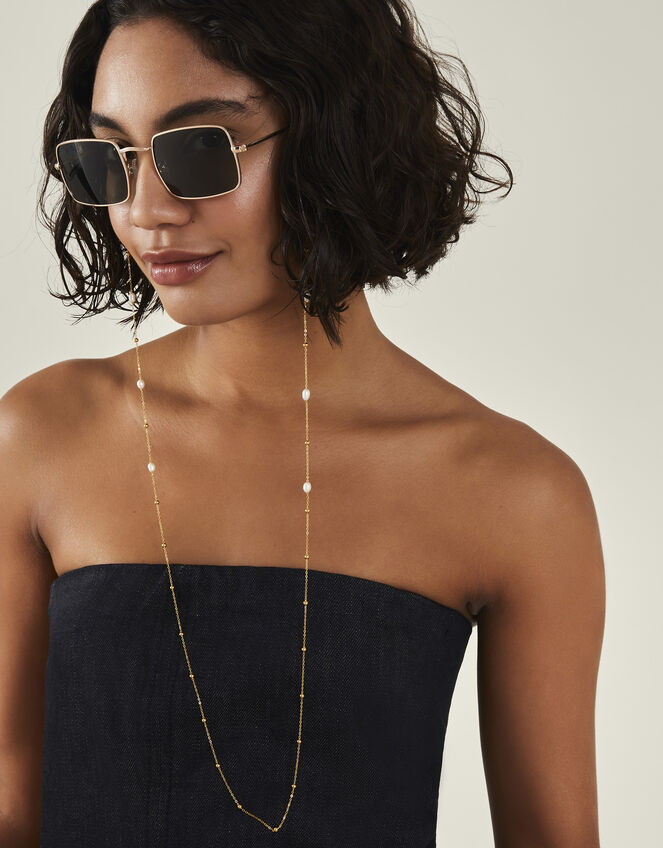 14ct Gold-Plated Stainless Steel Bead Glasses Chain, , large