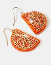 Beaded Orange Slice Drop Earrings, , large