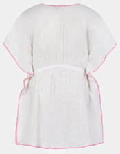 Girls Cherry Embroidered Kaftan, White (WHITE), large