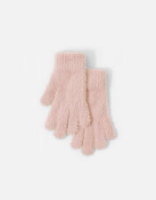 Stretch Fluffy Knit Gloves Set of Two, Pink (PALE PINK), large