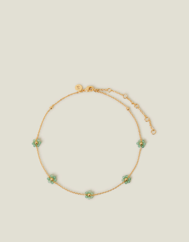 14ct Gold-Plated Beaded Flower Choker Necklace, , large