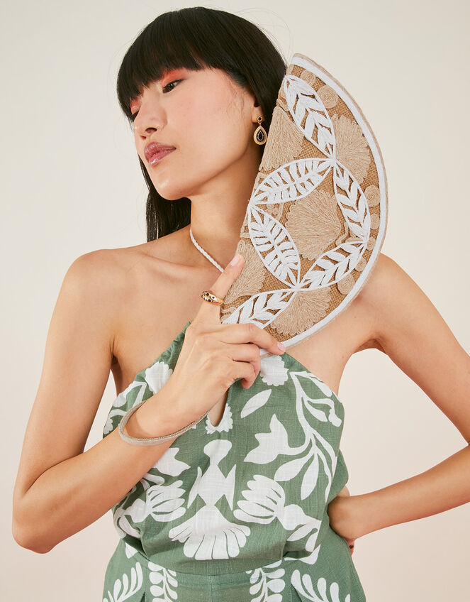 Large Shell Jute Clutch Bag, , large