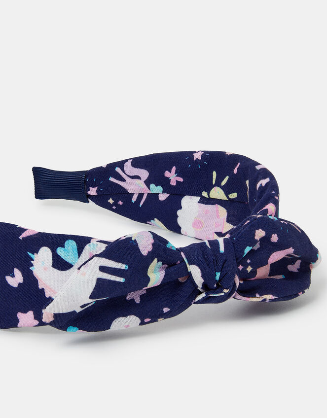 Girls Unicorn Print Bow Headband, , large