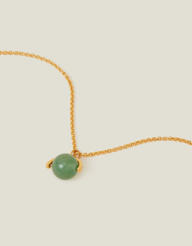 14ct Gold-Plated Spherical Aventurine Necklace, , large