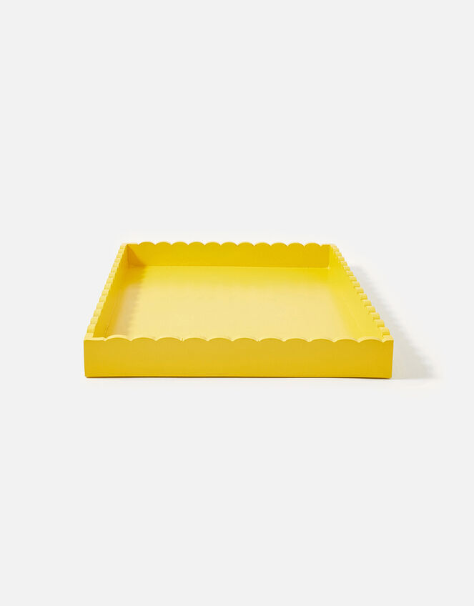 Large Wood Scallop Tray, Yellow (YELLOW), large