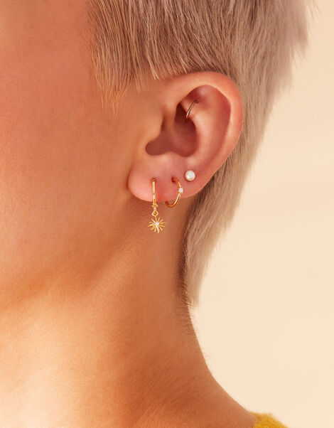 Gold-Plated Celestial Pearl Earrings 6 Pack, , large