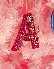 Embellished Initial Hanging Decoration, Pink (PINK), large