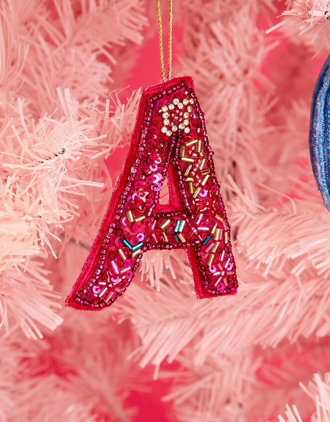 Embellished Initial Hanging Decoration, Pink (PINK), large