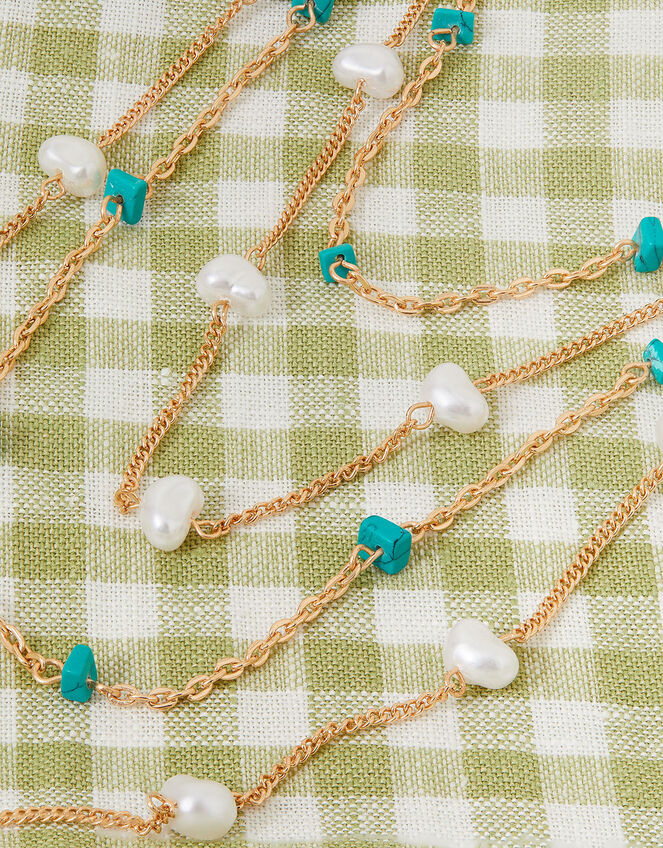 Layered Pearl and Stone Necklace, , large