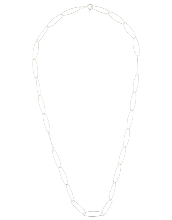 Sterling Silver Long Link Chain Necklace, , large