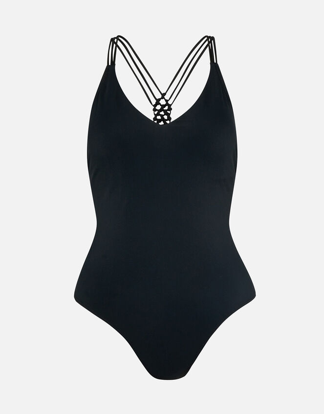 Macrame Back Detail Swimsuit, Black (BLACK), large