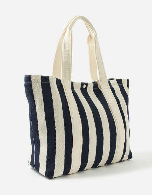 Stripe Shopper Bag, Blue (NAVY), large