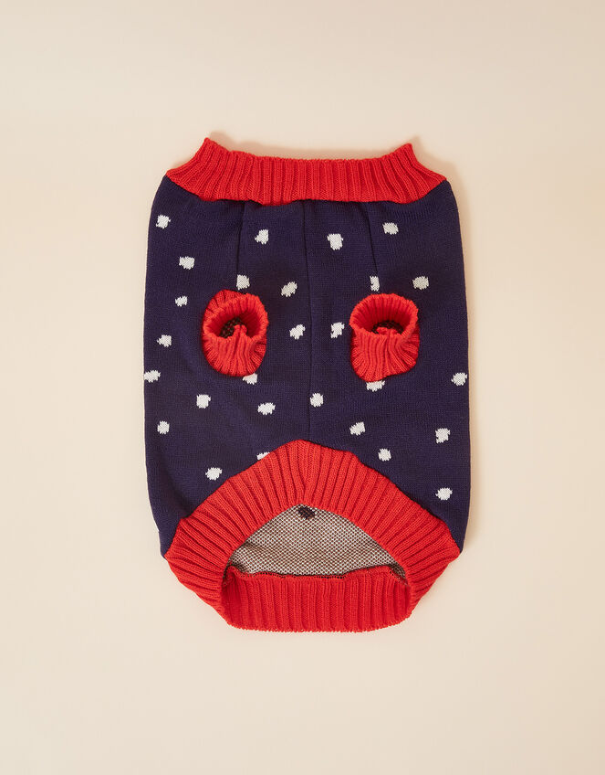 Christmas Pudding Dog Jumper, Blue (NAVY), large