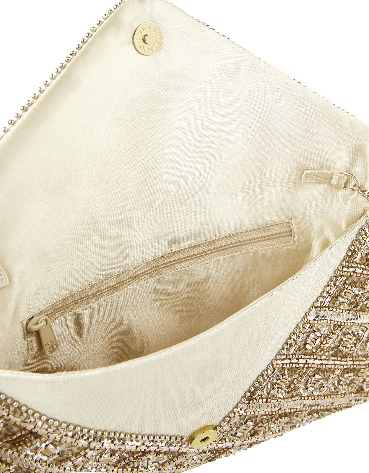 gold embellished clutch bag