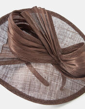 Bow Teardrop Fascinator, Brown (CHOCOLATE), large