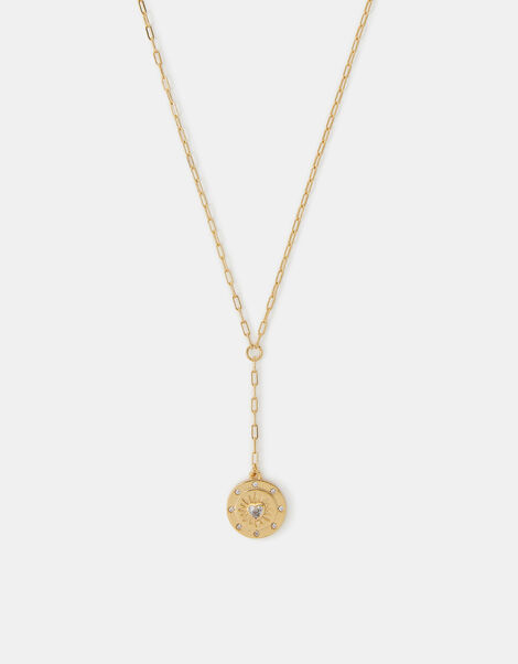 14ct Gold-Plated Heart Pendant Lariat Necklace, , large