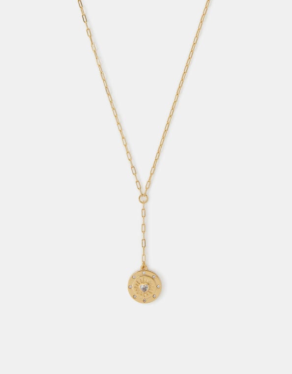 14ct Gold-Plated Heart Pendant Lariat Necklace, , large