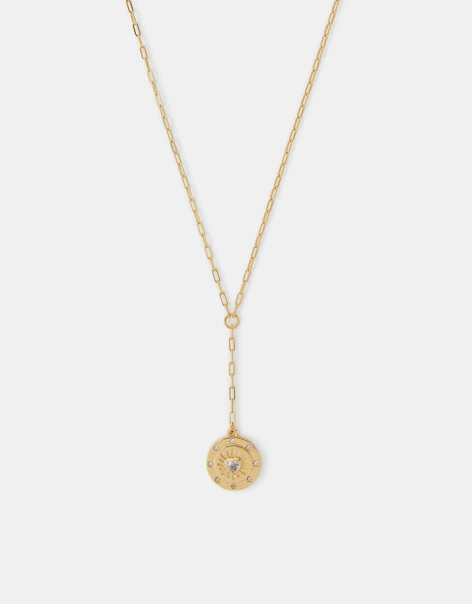 14ct Gold-Plated Heart Pendant Lariat Necklace, , large