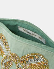 Embellished Bow Velvet Coin Purse, , large
