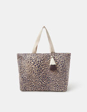 Leopard Print Beach Tote Bag, , large