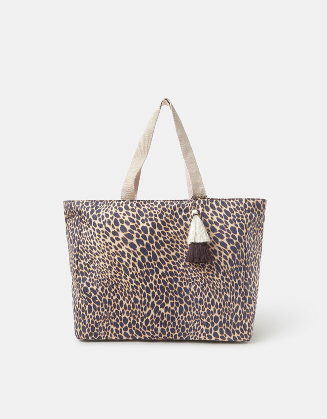 Leopard Print Beach Tote Bag, , large