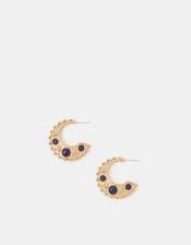 Textured Crescent Moon Hoop Earrings, , large