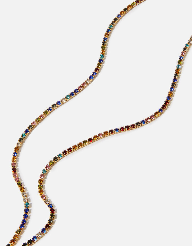 14ct Gold-Plated Rainbow Tennis Necklace, , large