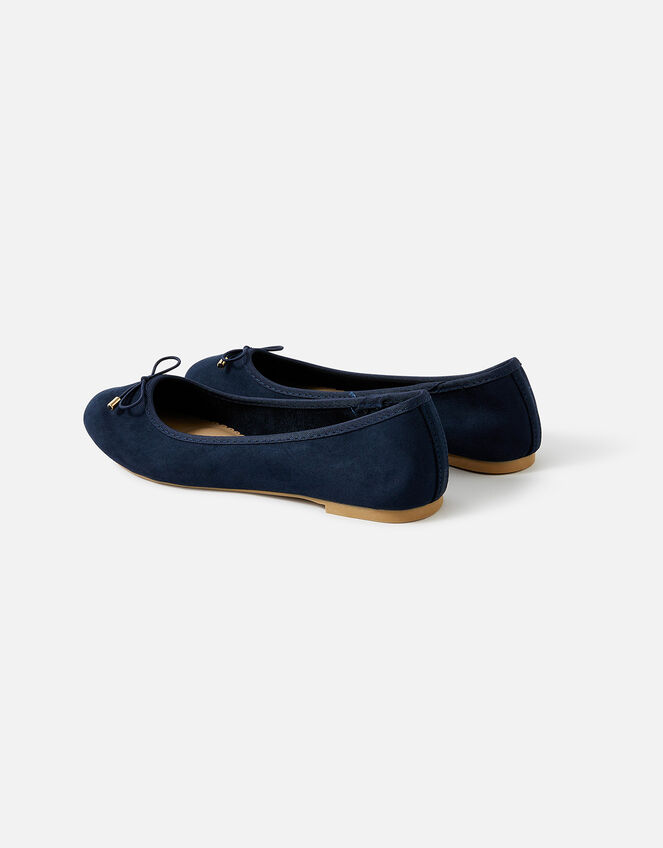 Simple Bow Ballerina Flats, Blue (NAVY), large