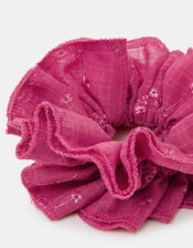 Oversized Floral Broderie Hair Scrunchie, , large