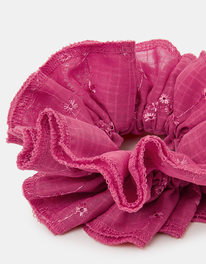 Oversized Floral Broderie Hair Scrunchie, , large