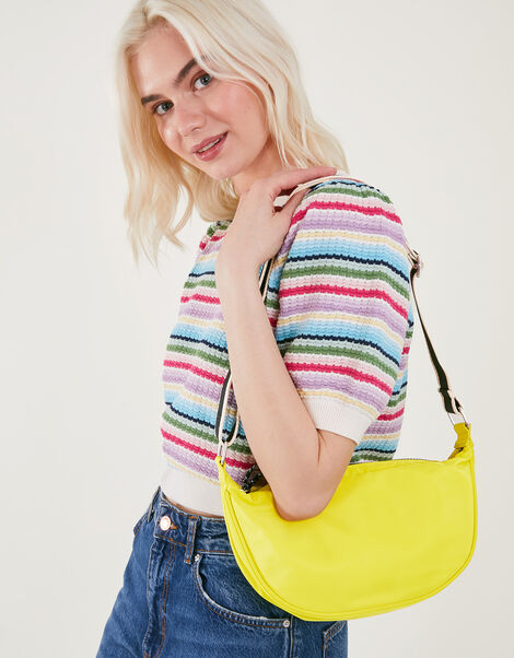 Sling Cross-Body Bag with Recycled Nylon, Yellow (YELLOW), large