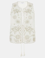 Celestial Cutwork Tie Front Tank Top, Ivory (IVORY), large