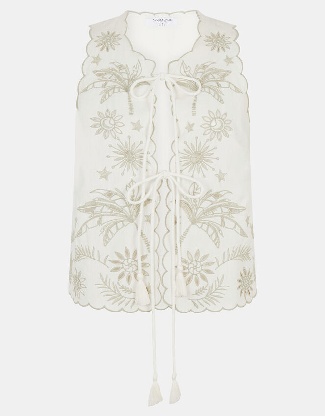 Celestial Cutwork Tie Front Tank Top, Ivory (IVORY), large