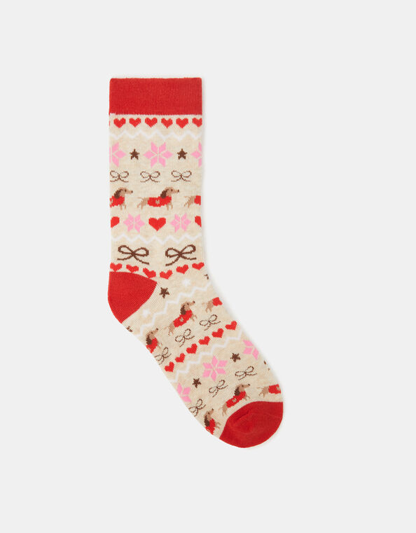 Sausage Dog Fair Isle Socks, , large