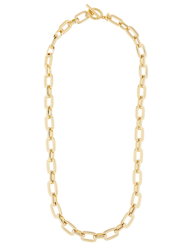 Gold-Plated T-Bar Link Chain Necklace, , large