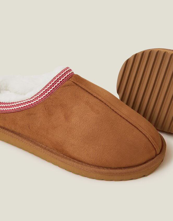 Suedette Braid Mule Slippers, Tan (TAN), large