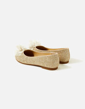 Girls Shimmer Corsage Ballerina Flats, Gold (GOLD), large