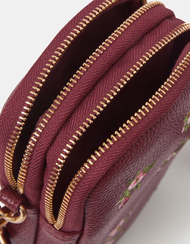 Floral Embroidered Phone Bag, , large
