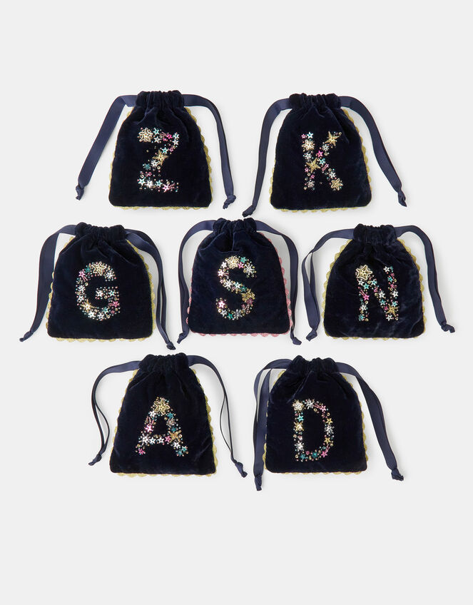 Initial Velvet Drawstring Pouch, Multi (MULTI), large