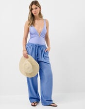 Plunge Shimmer Swimsuit, Blue (BLUE), large