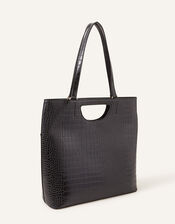 Faux Croc Large Grab Bag, Black (BLACK), large