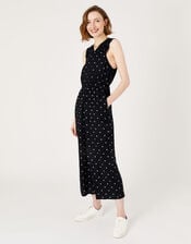Spot Halter Neck Jumpsuit, Black (BLACK WHITE), large