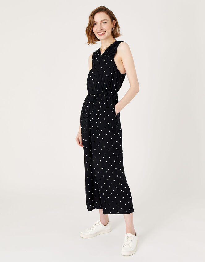 Spot Halter Neck Jumpsuit, Black (BLACK WHITE), large